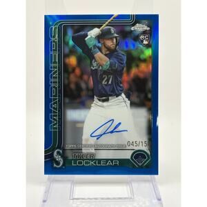 2025 Topps Chrome Tyler Locklear Rookie Blue Refractor Auto 45/150 SP Mariners